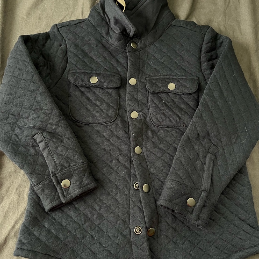 Colored Organics Quilted Navy Jacket with Button Details